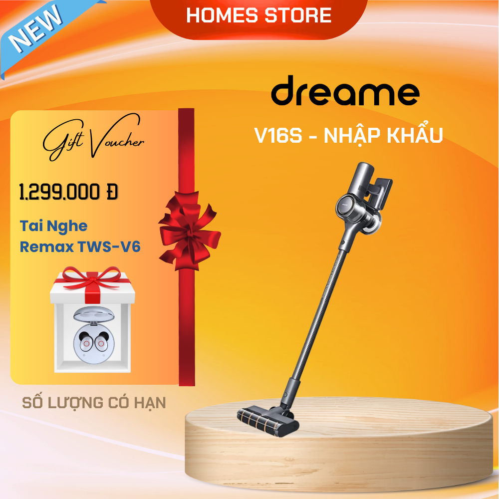 Máy Hút Bụi Không Dây DREAME V16S PIN Rời, Hộp Bụi Tháo Rời Thời Gian Làm Việc 85 Phút Lực Hút 32,000 Pa