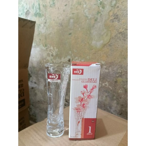 BÌNH BÔNG Lọ hoa thủy tinh 20cm trụ trắng vuông