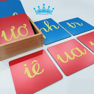 Hộp 19 Chữ cát nhám âm ghép Tiếng Việt nét viết - Sandpaper Letters