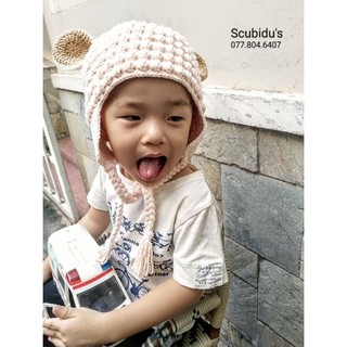 Nón len cho bé (mũ len cừu hồng cam)