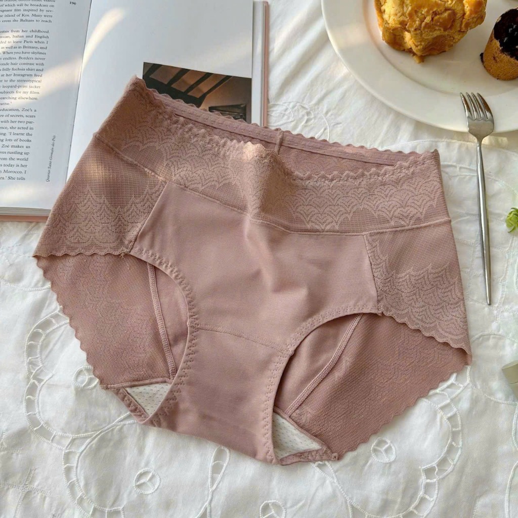 Quần lót nữ - Quần lót cạp cao - Quần chip phối ren cao cấp chất cotton lạnh
