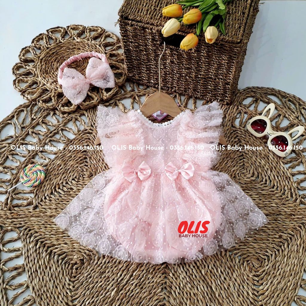 Bodysuit cho Bé gái đồ em bé gái sơ sinh OLIS Baby House, quần áo trẻ sơ sinh, đồ em bé gái size 3 - 12 kg