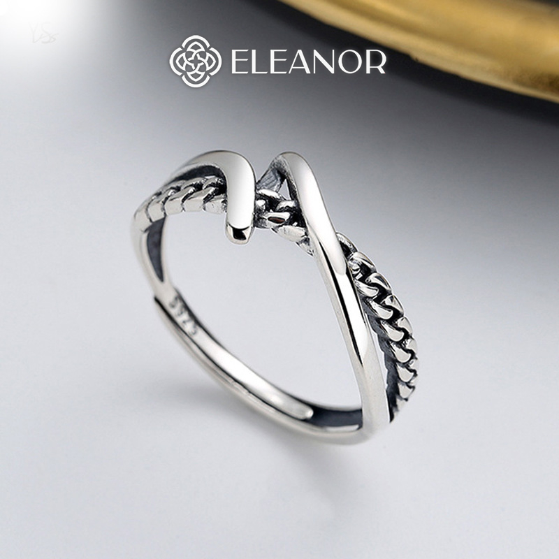 Nhẫn bạc nữ Eleanor Accessories thiết kế dây xích phụ kiện trang sức 6610
