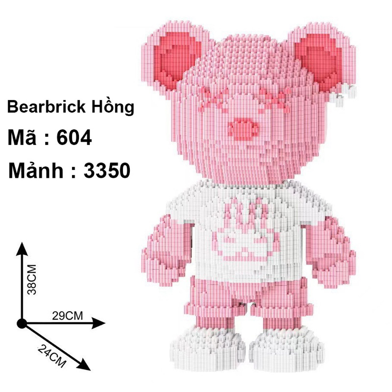 Mô hình lắp ráp gấu hồng 38cm, tặng 1 lego phi hành gia ngôi sao,gấu hồng dễ thương cho bé, gấu trang trí