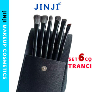Set 6 cọ đánh mắt Tranci siêu mềm dễ tán kèm bao da chuyên dùng cho makeup JINJI