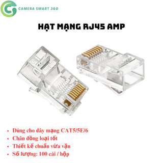 Đầu mạng rj45 amp, hạt mạng lan cat5/5e 100 cái/hộp