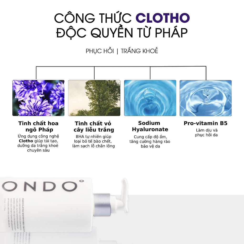 Kem Dưỡng Trắng Nâng Tone Body Ondo Clotho Whitefit Body Tone Up Cream 330ml