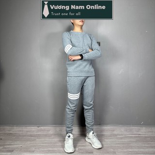    THANH LÝ   Set Bộ Nỉ Nam Thu Đông Lót Lông Thể Thao Kiểu 3 sọc Form Ôm VNO119 