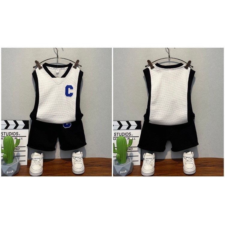 Sét Đồ Thể Thao Bé Trai Bé Gái Áo Sát Nách Phối Quần Short Chất Vải Thun Thoáng Mát , Đồ Bộ Bé Trai Mùa Hè Phong Cách
