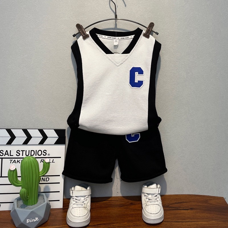 Sét Đồ Thể Thao Bé Trai Bé Gái Áo Sát Nách Phối Quần Short Chất Vải Thun Thoáng Mát , Đồ Bộ Bé Trai Mùa Hè Phong Cách