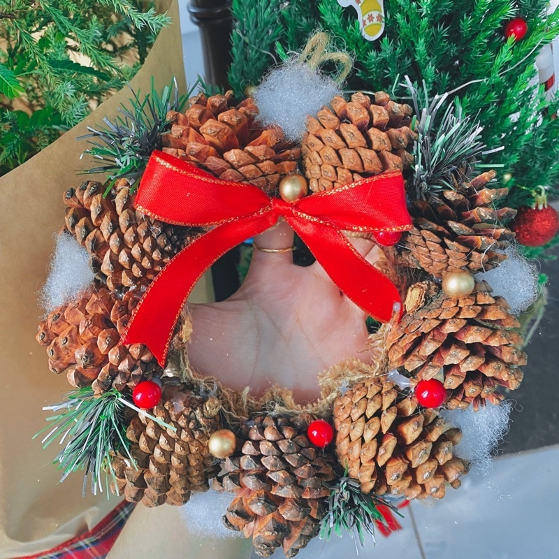 [HỎA TỐC] Bông gòn trắng, trái thông cánh dày dặn trang trí Noel Lala - Phụ kiện trang trí Noel cho văn phòng, cửa hàng