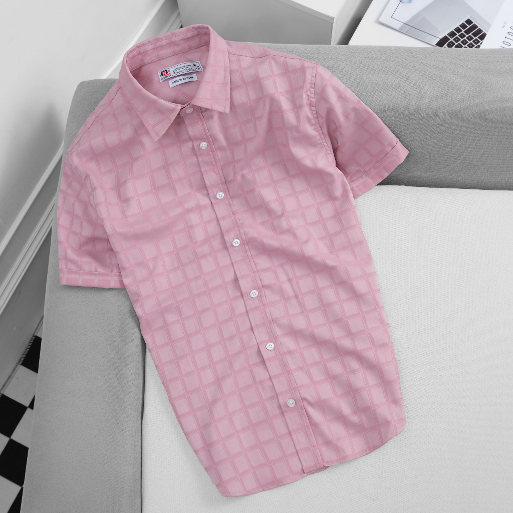 Áo Sơ Mi Nam Ngắn Tay Sọc Caro Vuông OVERCO Chất Vải Sợi BamBoo Mềm Mịn Thoáng Mát Trẻ Trung Năng Động