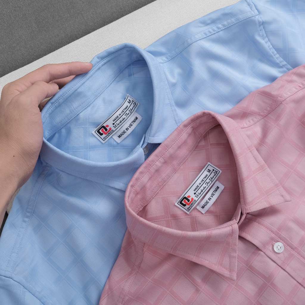 Áo Sơ Mi Nam Ngắn Tay Sọc Caro Vuông OVERCO Chất Vải Sợi BamBoo Mềm Mịn Thoáng Mát Trẻ Trung Năng Động