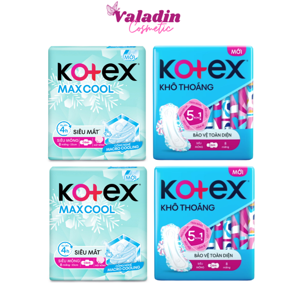 BVS Kotex Khô Thoáng Mỏng (8 Miếng Cánh - Xanh Dương)/ Băng vệ sinh mỏng cánh