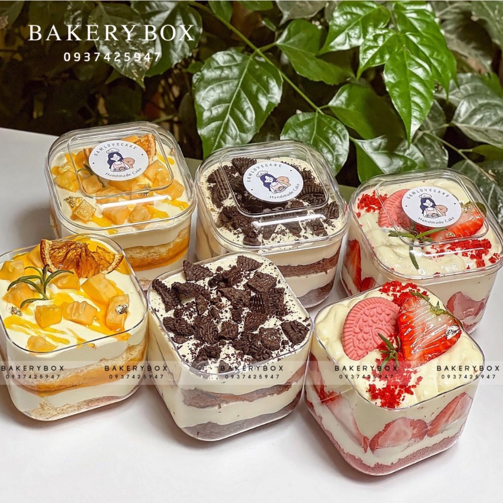 Hộp Vuông Đựng Bánh Lạnh, Tiramisu, Oreo Cheesecake (GD-2013 | Set 20)