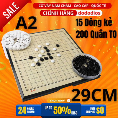 Cờ Vây Nam Châm 15 Dòng, 100 Đen + 101 Trắng, Quân Cờ Đường Kính 1.5cm, Cao 0.5cm (Có Gắn Nam Châm) - Hãng Dododios - A2