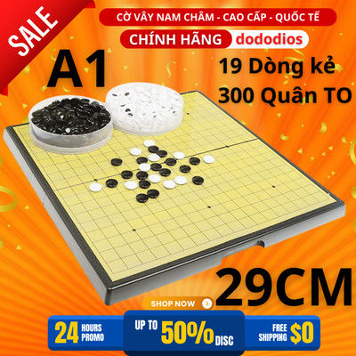 Cờ Vây Nam Châm 19 Dòng, 150 Đen + 151 Trắng, Quân Cờ Đường Kính 1.2cm, Cao 0.4cm (Có Gắn Nam Châm) - Hãng Dododios - A1