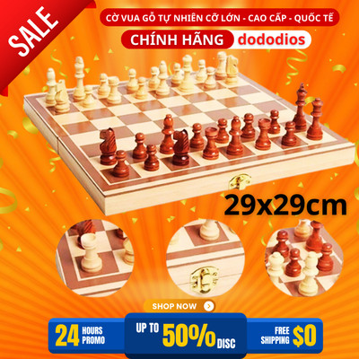 Dododios Bàn Cờ Vua Bằng Gỗ Sang Trọng Gọn Nhẹ 29x28cm - Đồ Chơi Thông Minh Cho Bé