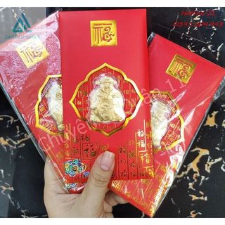 Lì xì thần tài mạ vàng 24k - bao lì xì may mắn rước tài lộc - phong bao tết