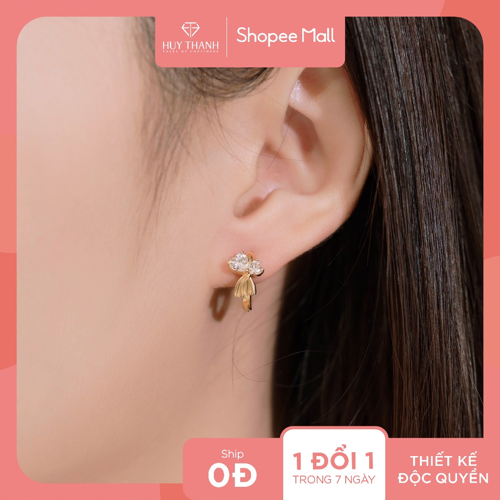 Bông Tai Nữ Vàng 14K BT440 Huy Thanh Jewelry