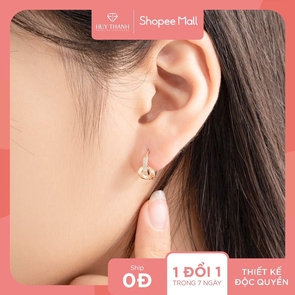 Bông Tai Nữ Vàng 14K BT389 Huy Thanh Jewelry