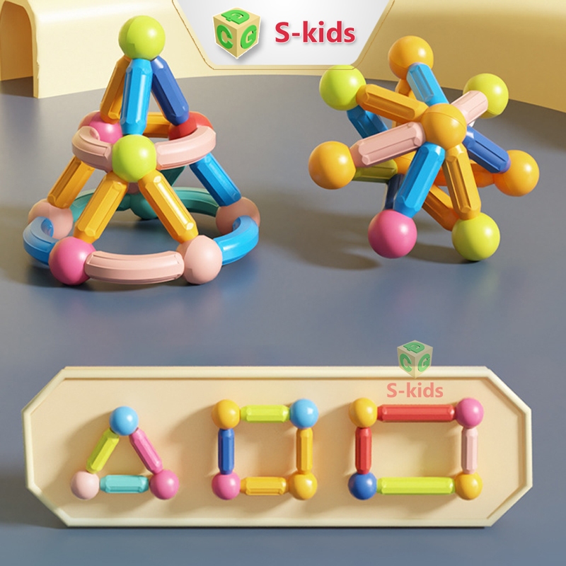 Đồ Chơi Lắp Ráp Mô Hình Thanh Nam Châm nhiều chi tiết Kèm Hộp