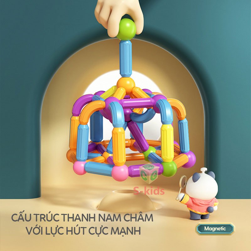 Đồ Chơi Lắp Ráp Mô Hình Thanh Nam Châm nhiều chi tiết Kèm Hộp