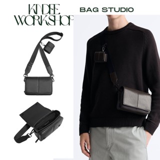 Giỏ nam thời trang kèm túi nhỏ đựng airpod túi đeo chéo trơn đen basic đơn giản cặp đeo chéo mini cho nam KINDEE