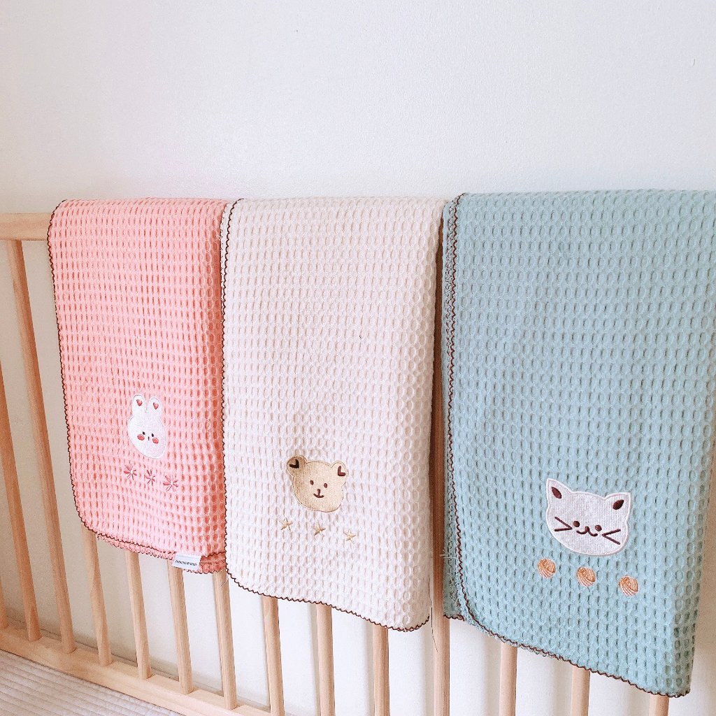 Chăn lưới Hàn Quốc, chăn đắp điều hòa cho bé thoáng khí , họa tiết dễ thương