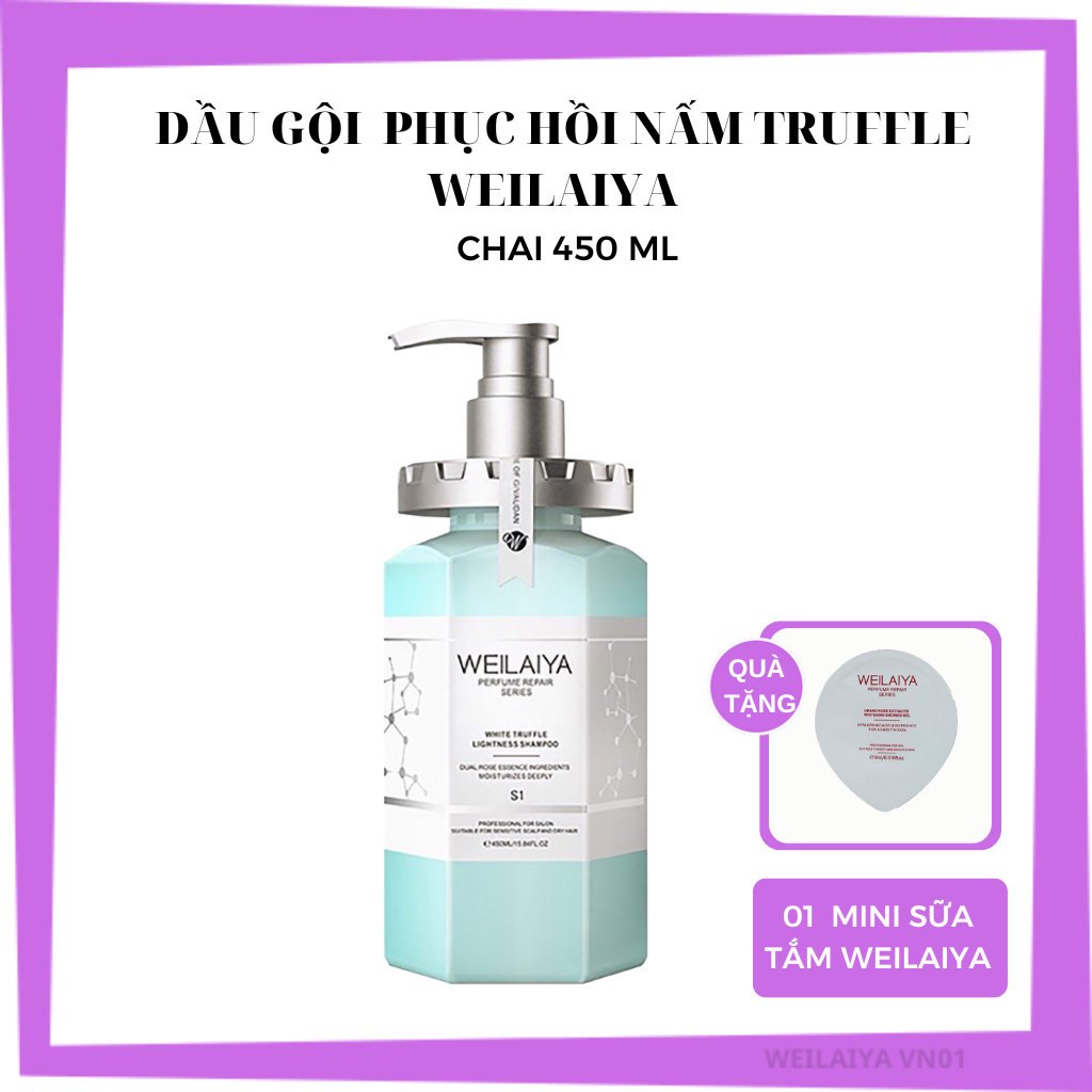 Dầu gội phục hồi đa tầng nấm Truffle Weilaiya, phục hồi tóc xơ tổn, sạch gàu, phủ bóng mượt sợi, chai 450ml