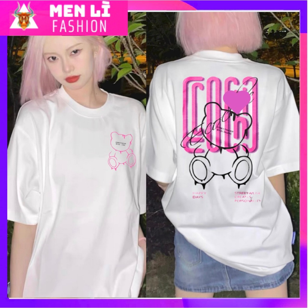 Áo Thun ÊCÔ GẤU Nam Nữ Unisex Áo Phông Form Rộng Tay Lỡ, AT147 trending xu hướng, Men Lì Fashion