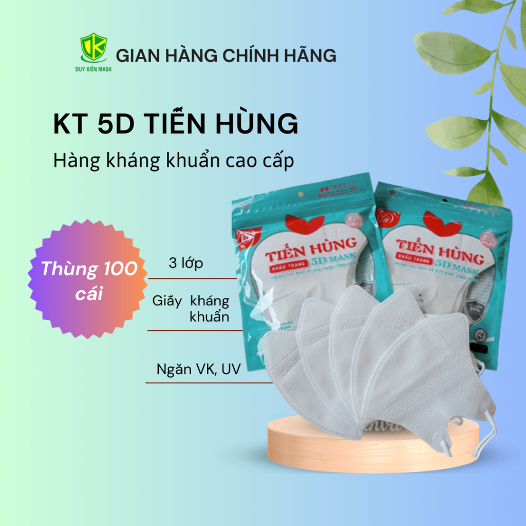 Khẩu trang 5d tiến hùng (thùng 500 cái)