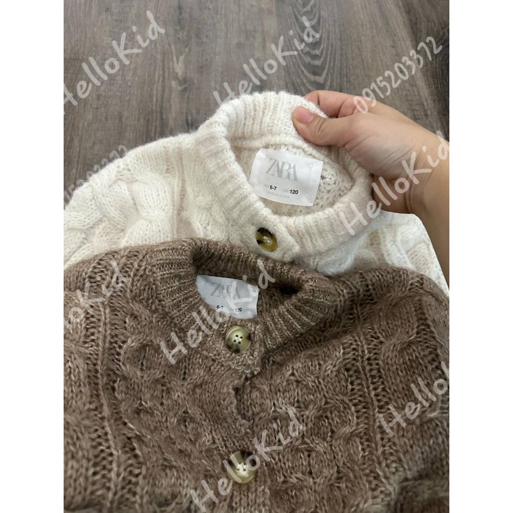 Áo cardigan len Zr cổ tròn cho bé