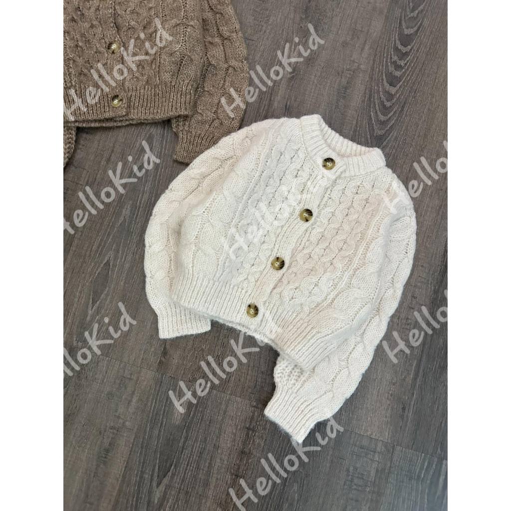 Áo cardigan len Zr cổ tròn cho bé
