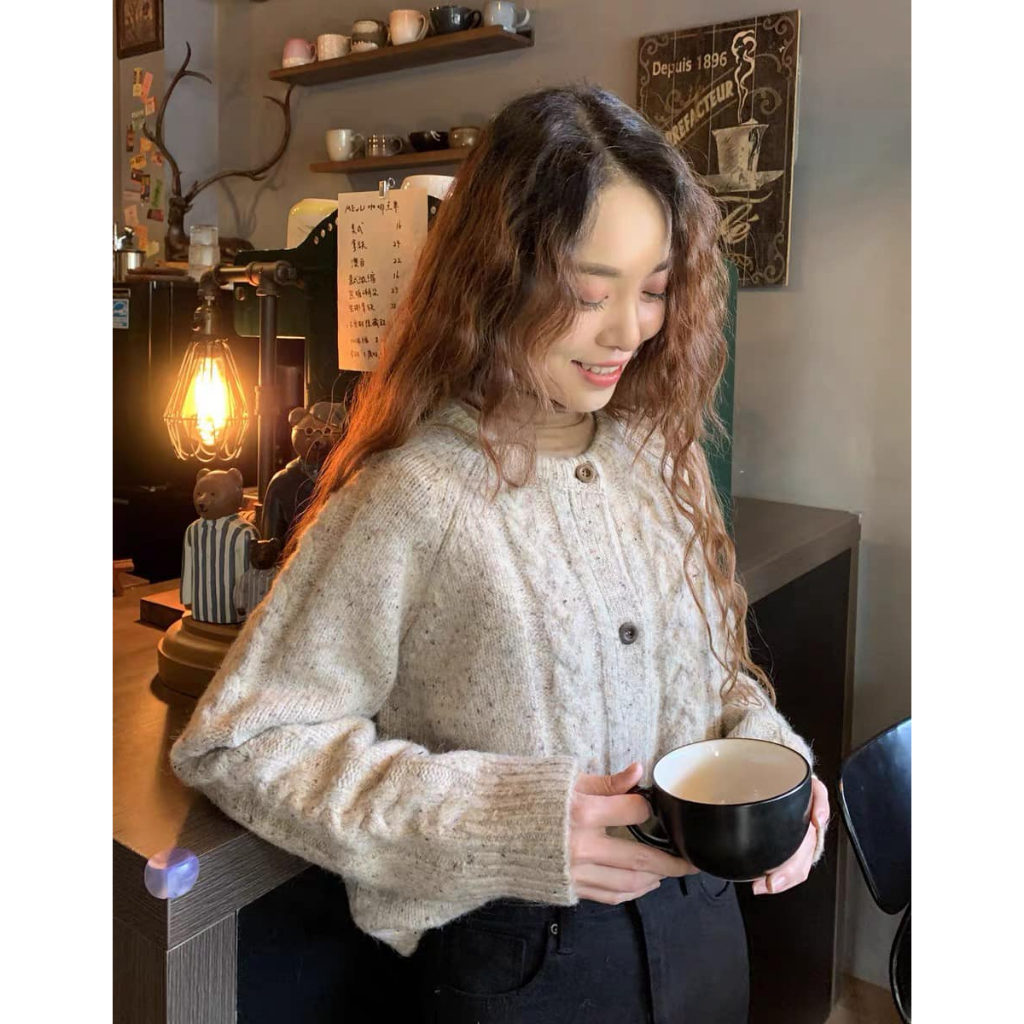 Áo cardigan len Zr cổ tròn cho bé