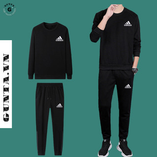 Bộ quần áo nam thu đông adidass cổ tròn dài tay cao cấp Gunta.vn - Đồ bộ thể thao nam thu đông dày dặn 2023 hàng xuất