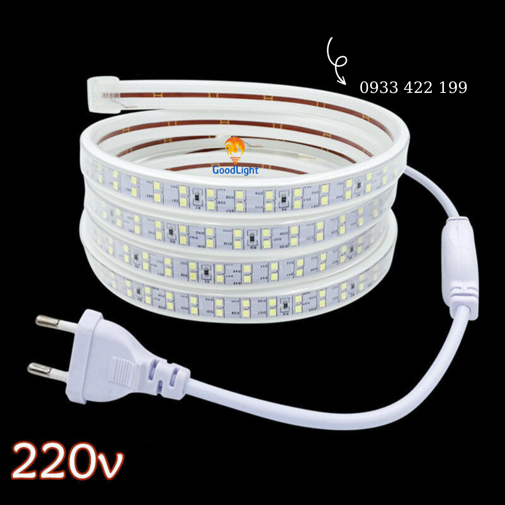 DÂY 1 MÉT ĐÈN LED 2 HÀNG BÓNG 2835 160 LED/MÉT, HẮT TRẦN, QUẤN CÂY, TRANG TRÍ, KÍN NƯỚC 220V