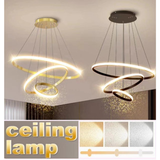 Đèn ốp trần Đèn trần Hiện đại Mặt dây chuyền Đèn Led Nhẫn Vòng tròn Trần treo Đèn chùm vàng