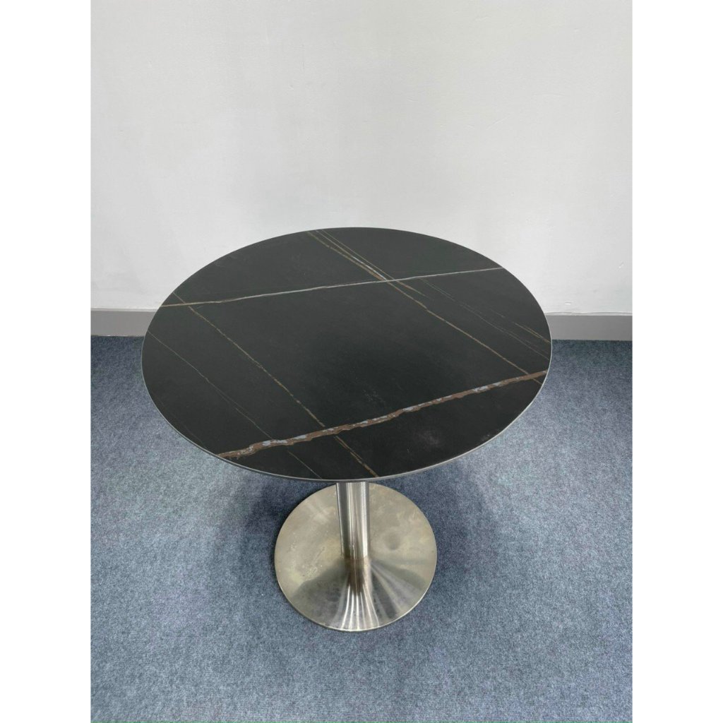 Bàn tròn cafe mặt đá ceramic nhập khẩu chân inox