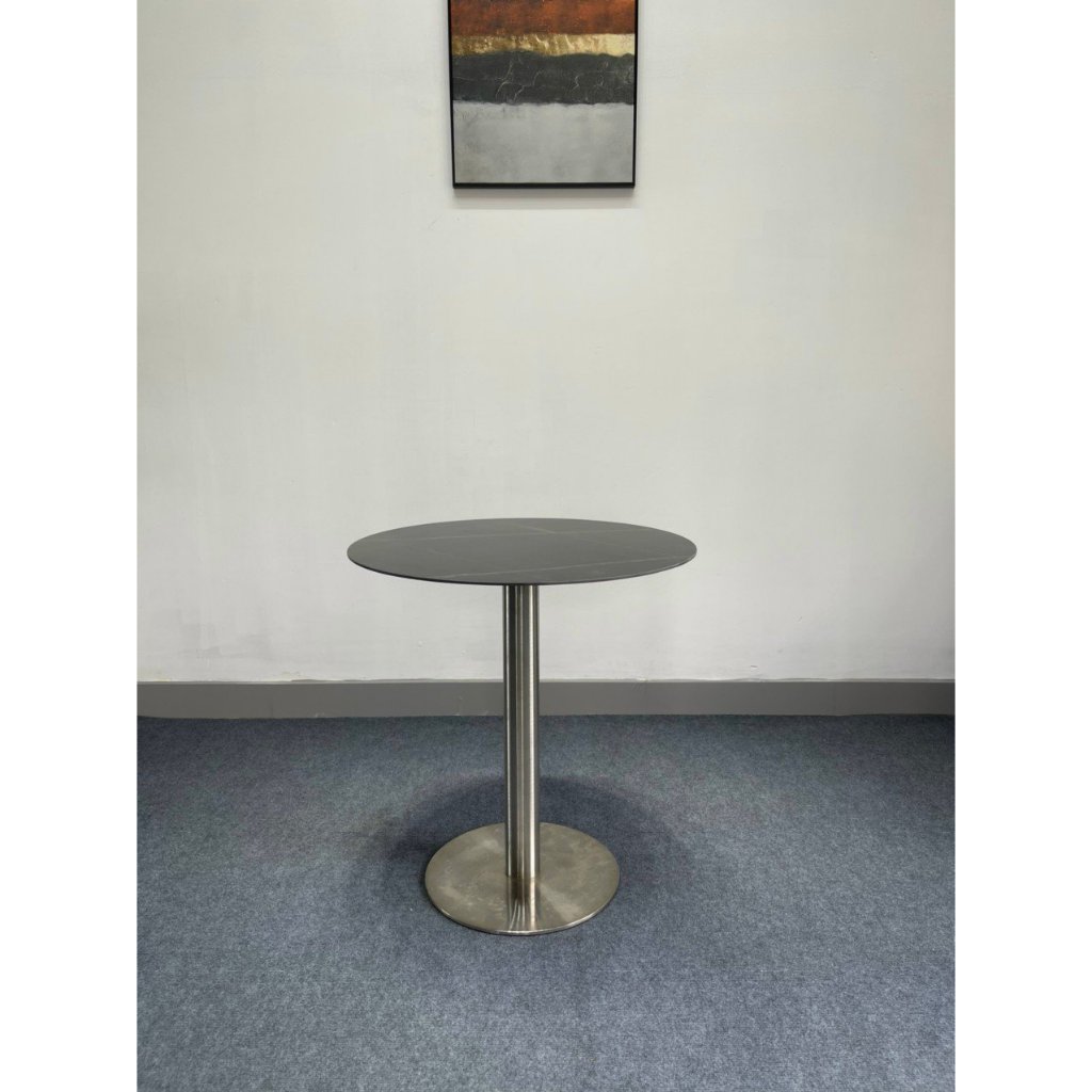 Bàn tròn cafe mặt đá ceramic nhập khẩu chân inox