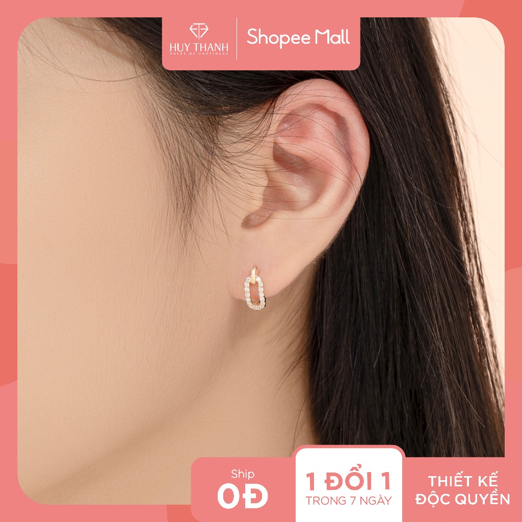 Bông Tai Nữ Vàng 14K BT423 Huy Thanh Jewelry