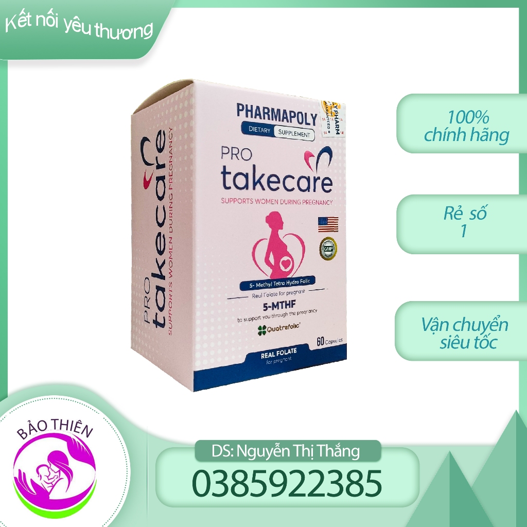 Viên uống PRO TAKECARE [hộp 60] Bổ sung dưỡng chất cho phụ nữ mang thai ( 5-MTHF )