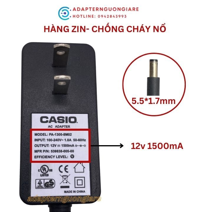 Adapter nguồn cho đàn casio PX-100 PX-110 PX-120 hàng hãng