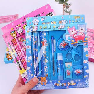 ⭐ Bộ 9 Dụng Cụ Học Tập Họa Tiết Thú Hoạt Hình Xinh Xắn Dễ Thương Cho Bé Học Tập - 88022 Shopgiarevp88