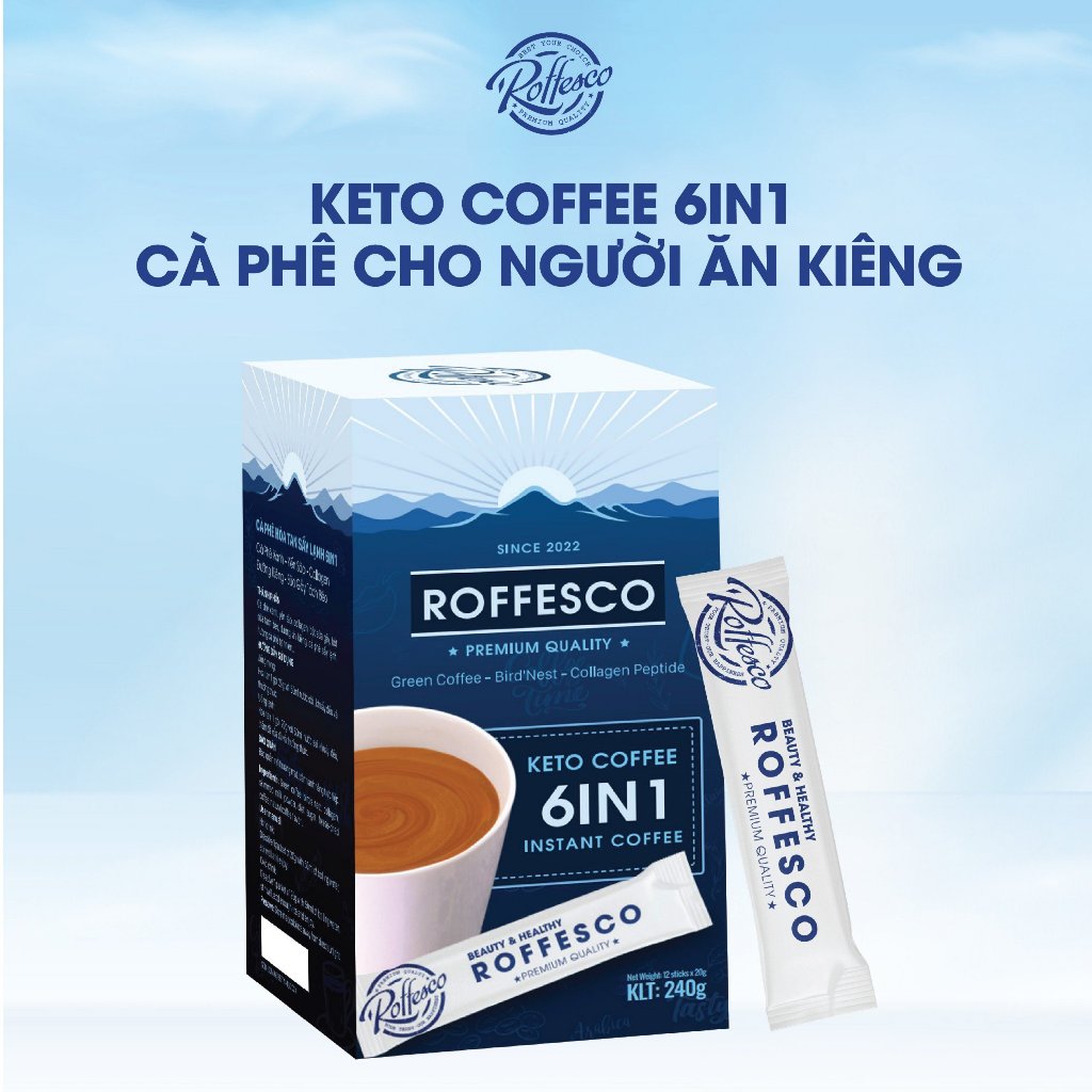 Bữa ăn lành mạnh, ăn kiêng, giảm cân dinh dưỡng không đường COMBO CAFE 6IN1 -  KETO EAT CLEAN - CAPPUCCINO truyền thống