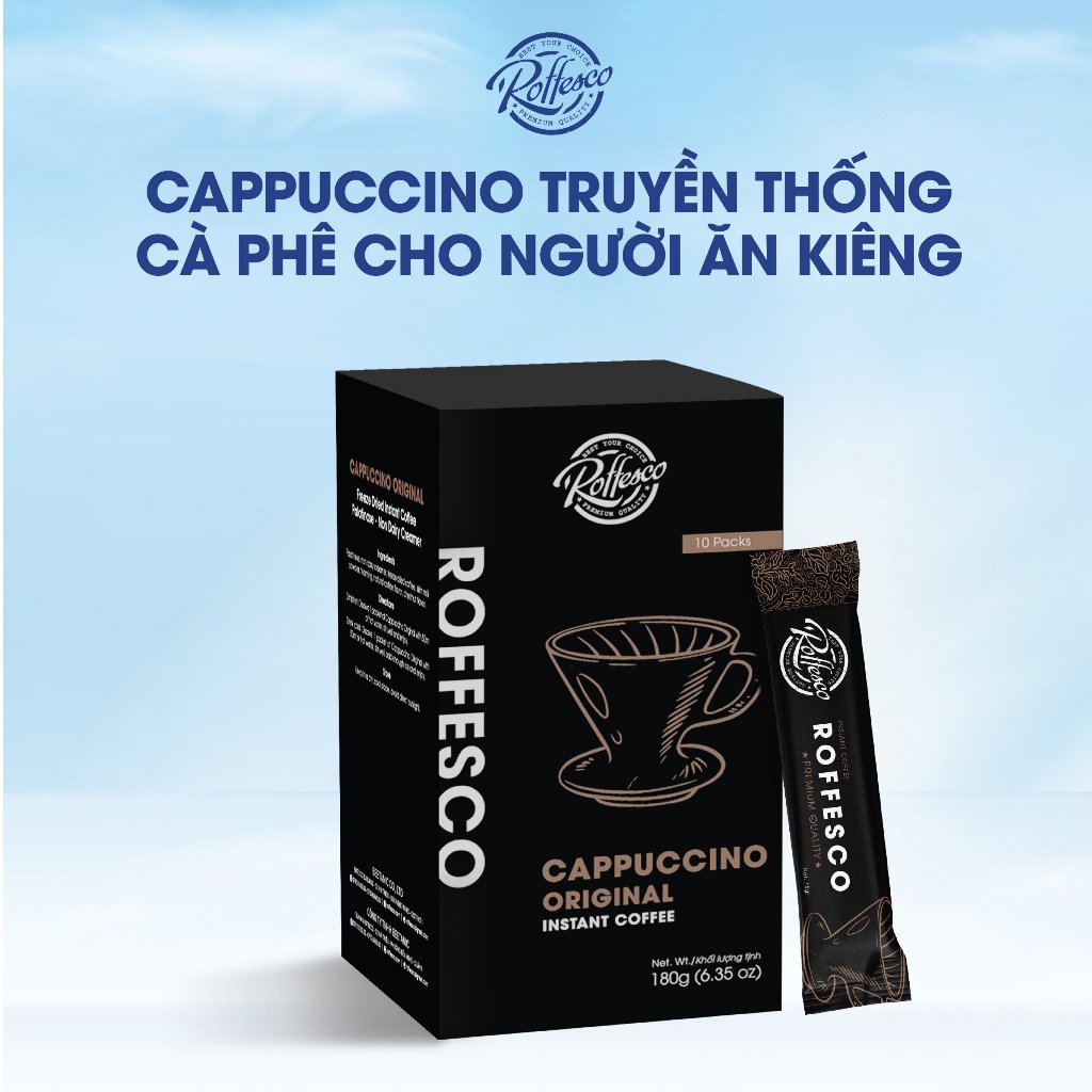 Bữa ăn lành mạnh, ăn kiêng, giảm cân dinh dưỡng không đường COMBO CAFE 6IN1 -  KETO EAT CLEAN - CAPPUCCINO truyền thống