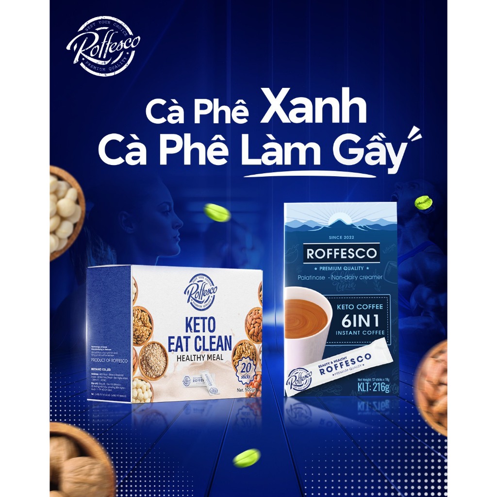 Bữa ăn lành mạnh, ăn kiêng, giảm cân dinh dưỡng không đường COMBO CAFE 6IN1 -  KETO EAT CLEAN - CAPPUCCINO truyền thống