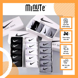  HỘP Vớ tất Nike cổ cao, cổ lửng, cổ thấp 3 màu trắng, đen, xám dệt kim cao cấp dày dặn không hôi chân