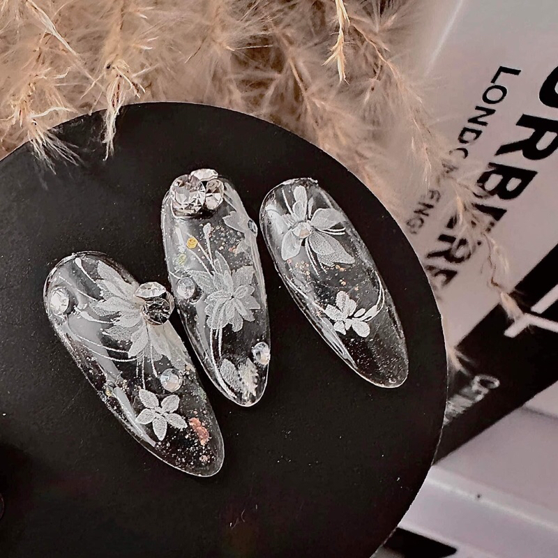 Sticker hoa  trắng