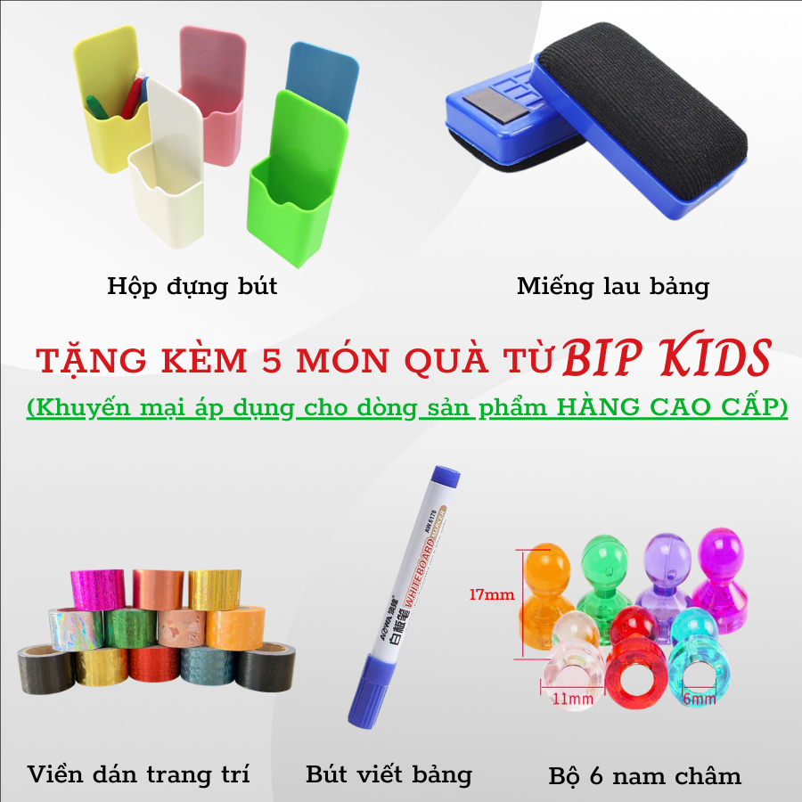 Bảng từ dán tường BIP KIDS - Bảng nam châm dán tường viết bút lông cho bé - Cuộn bảng từ hút nam châm